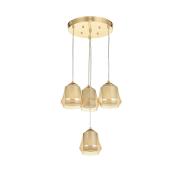 Avizemoda Venita 4 lü Bal+Beyaz Çift Camlı Salon Oturma Odası Modern Sarkıt Avize - (Gold Kaplama)