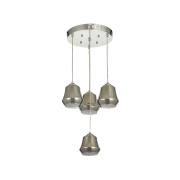 Avizemoda Venita 4 lü Füme+Beyaz Çift Camlı Salon Oturma Odası Modern Sarkıt Avize - (Krom Kaplama)