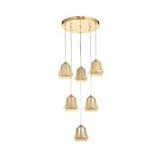 Avizemoda Venita 6 lı Bal+Beyaz Çift Camlı Salon Oturma Odası Modern Sarkıt Avize - (Gold Kaplama)