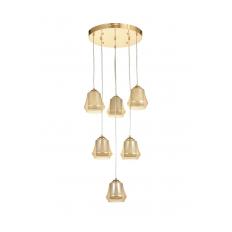 Avizemoda Venita 6 lı Bal+Beyaz Çift Camlı Salon Oturma Odası Modern Sarkıt Avize - (Gold Kaplama)