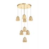 Avizemoda Venita 8 li Bal+Beyaz Çift Camlı Salon Oturma Odası Modern Sarkıt Avize - (Gold Kaplama)