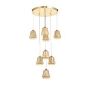 Avizemoda Venita 8 li Bal+Beyaz Çift Camlı Salon Oturma Odası Modern Sarkıt Avize - (Gold Kaplama)