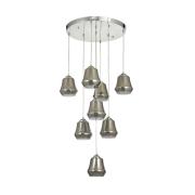 Avizemoda Venita 8 li Füme+Beyaz Çift Camlı Salon Oturma Odası Modern Sarkıt Avize - (Krom Kaplama)