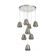 Avizemoda Venita 8 li Füme+Beyaz Çift Camlı Salon Oturma Odası Modern Sarkıt Avize - (Krom Kaplama)
