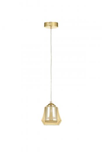 Avizemoda Venita Tekli Bal+Beyaz Çift Camlı Salon Oturma Odası Modern Sarkıt Avize - (Gold Kaplama)