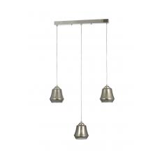 Avizemoda Venita 3 lü Yemek Masası Üstü Füme+Beyaz Çift Camlı Modern Sarkıt Avize - (Krom Kaplama)