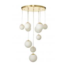 Avizemoda Pigaro 10 lu Beyaz Renk Camlı Salon Oturma Odası Modern Sarkıt Avize - (Gold Kaplama)