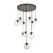 Avizemoda Pigaro 10 lu Şeffaf Camlı Salon Oturma Odası Modern Sarkıt Avize - (Siyah Kasa)