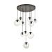 Avizemoda Pigaro 10 lu Şeffaf Camlı Salon Oturma Odası Modern Sarkıt Avize - (Siyah Kasa)