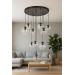 Avizemoda Pigaro 10 lu Şeffaf Camlı Salon Oturma Odası Modern Sarkıt Avize - (Siyah Kasa)