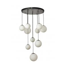Avizemoda Pigaro 10 lu Beyaz Renk Camlı Salon Oturma Odası Modern Sarkıt Avize - (Siyah Kasa)