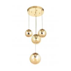Avizemoda Pigaro 4 lü Bal Renk Camlı Salon Oturma Odası Modern Sarkıt Avize - (Gold Kaplama)