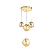 Avizemoda Pigaro 4 lü Bal Renk Camlı Salon Oturma Odası Modern Sarkıt Avize - (Gold Kaplama)
