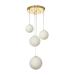 Avizemoda Pigaro 4 lü Beyaz Renk Camlı Salon Oturma Odası Modern Sarkıt Avize - (Gold Kaplama)