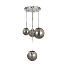 Avizemoda Pigaro 4 lü Füme Renk Camlı Salon Oturma Odası Modern Sarkıt Avize - (Krom Kaplama)