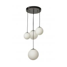 Avizemoda Pigaro 4 lü Beyaz Renk Camlı Salon Oturma Odası Modern Sarkıt Avize - (Siyah Kasa)