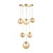 Avizemoda Pigaro 6 lı Bal Renk Camlı Salon Oturma Odası Modern Sarkıt Avize - (Gold Kaplama)