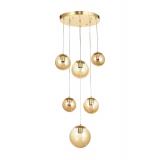 Avizemoda Pigaro 6 lı Bal Renk Camlı Salon Oturma Odası Modern Sarkıt Avize - (Gold Kaplama)