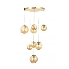 Avizemoda Pigaro 8 li Bal Renk Camlı Salon Oturma Odası Modern Sarkıt Avize - (Gold Kaplama)
