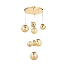 Avizemoda Pigaro 8 li Bal Renk Camlı Salon Oturma Odası Modern Sarkıt Avize - (Gold Kaplama)