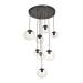 Avizemoda Pigaro 8 li Şeffaf Camlı Salon Oturma Odası Modern Sarkıt Avize - (Siyah Kasa)