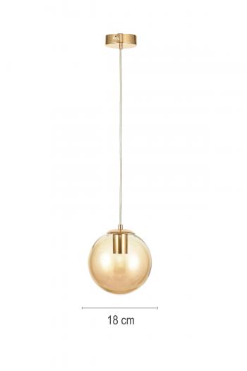 Avizemoda Pigaro Tekli Bal Renk Camlı Salon Oturma Odası Modern Sarkıt Avize - (Gold Kaplama)