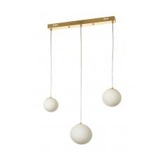 Avizemoda Pigaro 3 lü Yemek Masası Üstü Beyaz Renk Camlı Modern Sarkıt Avize - (Gold Kaplama)