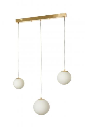 Avizemoda Pigaro 3 lü Yemek Masası Üstü Beyaz Renk Camlı Modern Sarkıt Avize - (Gold Kaplama)