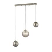 Avizemoda Pigaro 3 lü Yemek Masası Üstü Füme Renk Camlı Modern Sarkıt Avize - (Krom Kaplama)