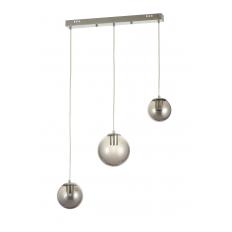 Avizemoda Pigaro 3 lü Yemek Masası Üstü Füme Renk Camlı Modern Sarkıt Avize - (Krom Kaplama)