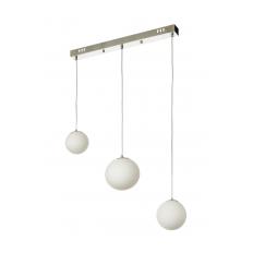 Avizemoda Pigaro 3 lü Yemek Masası Üstü Beyaz Renk Camlı Modern Sarkıt Avize - (Krom Kaplama)