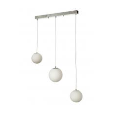 Avizemoda Pigaro 3 lü Yemek Masası Üstü Beyaz Renk Camlı Modern Sarkıt Avize - (Krom Kaplama)