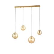 Avizemoda Pigaro 4 lü Yemek Masası Üstü Bal Renk Camlı Modern Sarkıt Avize - (Gold Kaplama)