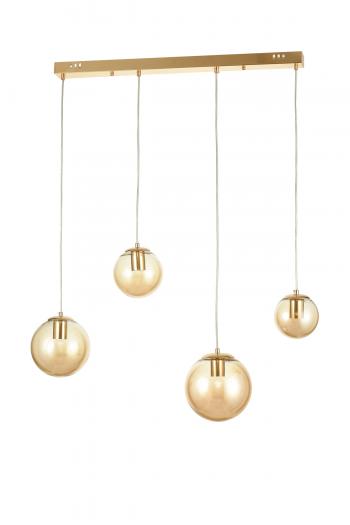 Avizemoda Pigaro 4 lü Yemek Masası Üstü Bal Renk Camlı Modern Sarkıt Avize - (Gold Kaplama)