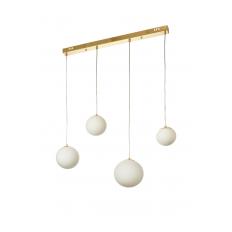 Avizemoda Pigaro 4 lü Yemek Masası Üstü Beyaz Renk Camlı Modern Sarkıt Avize - (Gold Kaplama)
