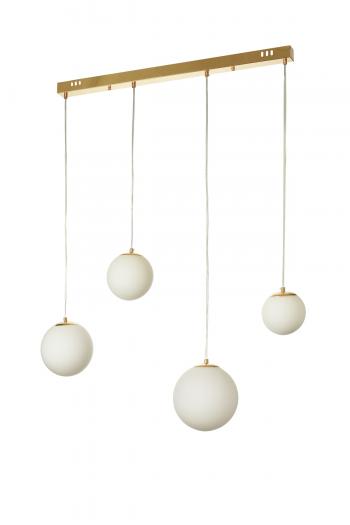 Avizemoda Pigaro 4 lü Yemek Masası Üstü Beyaz Renk Camlı Modern Sarkıt Avize - (Gold Kaplama)