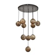 Avizemoda Galaksi 10 lu Toprak Desen Camlı Salon Oturma Odası Modern Sarkıt Avize - (Siyah Kasa)
