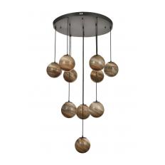 Avizemoda Galaksi 10 lu Toprak Desen Camlı Salon Oturma Odası Modern Sarkıt Avize - (Siyah Kasa)