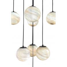Avizemoda Galaksi 10 lu Toprak Desen Camlı Salon Oturma Odası Modern Sarkıt Avize - (Siyah Kasa)