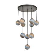 Avizemoda Galaksi 10 lu Uzay Desen Camlı Salon Oturma Odası Modern Sarkıt Avize - (Siyah Kasa)