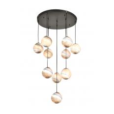 Avizemoda Galaksi 10 lu Uzay Desen Camlı Salon Oturma Odası Modern Sarkıt Avize - (Siyah Kasa)