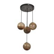 Avizemoda Galaksi 4 lü Toprak Desen Camlı Salon Oturma Odası Modern Sarkıt Avize - (Siyah Kasa)
