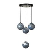Avizemoda Galaksi 4 lü Gökyüzü Desen Camlı Salon Oturma Odası Modern Sarkıt Avize - (Siyah Kasa)