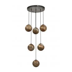 Avizemoda Galaksi 6 lı Toprak Desen Camlı Salon Oturma Odası Modern Sarkıt Avize - (Siyah Kasa)