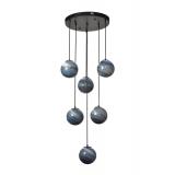 Avizemoda Galaksi 6 lı Gökyüzü Desen Camlı Salon Oturma Odası Modern Sarkıt Avize - (Siyah Kasa)