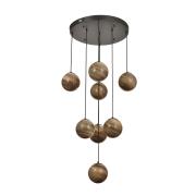Avizemoda Galaksi 8 li Toprak Desen Camlı Salon Oturma Odası Modern Sarkıt Avize - (Siyah Kasa)