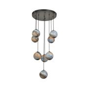 Avizemoda Galaksi 8 li Uzay Desen Camlı Salon Oturma Odası Modern Sarkıt Avize - (Siyah Kasa)