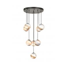Avizemoda Galaksi 8 li Uzay Desen Camlı Salon Oturma Odası Modern Sarkıt Avize - (Siyah Kasa)