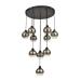 Avizemoda Side 10 lu Krom Camlı Salon Oturma Odası Modern Sarkıt Avize - (Siyah Kasa)