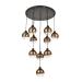 Avizemoda Side 10 lu Kahve Camlı Salon Oturma Odası Modern Sarkıt Avize - (Siyah Kasa)